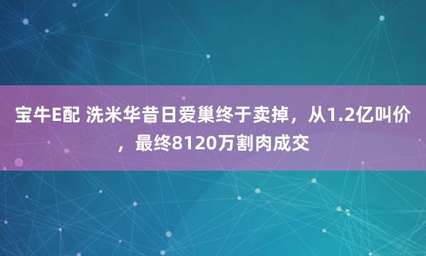 宝牛E配 洗米华昔日爱巢终于卖掉，从1.2亿叫价，最终8120万割肉成交